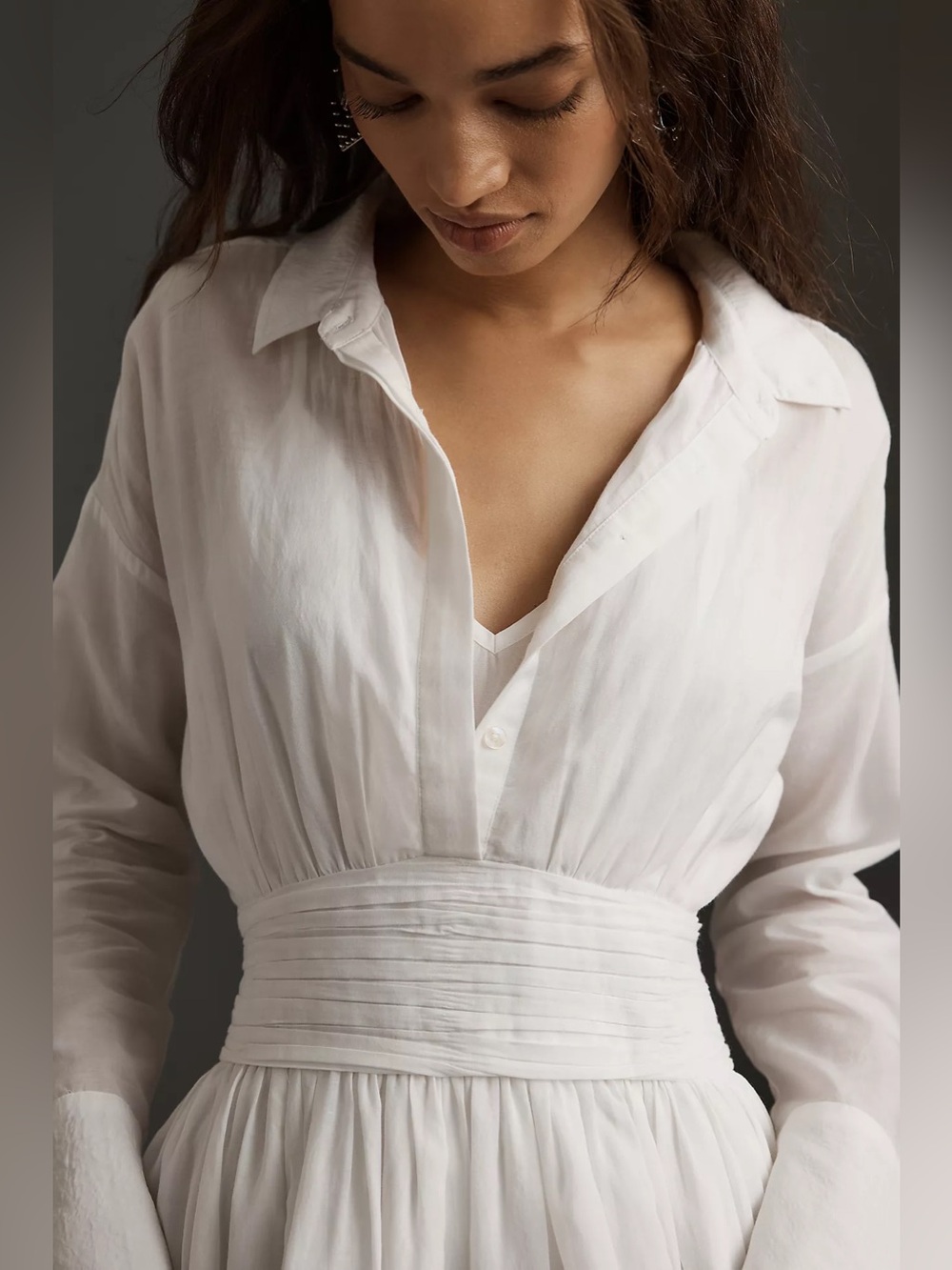 Maeve Long-Sleeve Mini Shirt Dress Size Medium - Picture 11 of 11